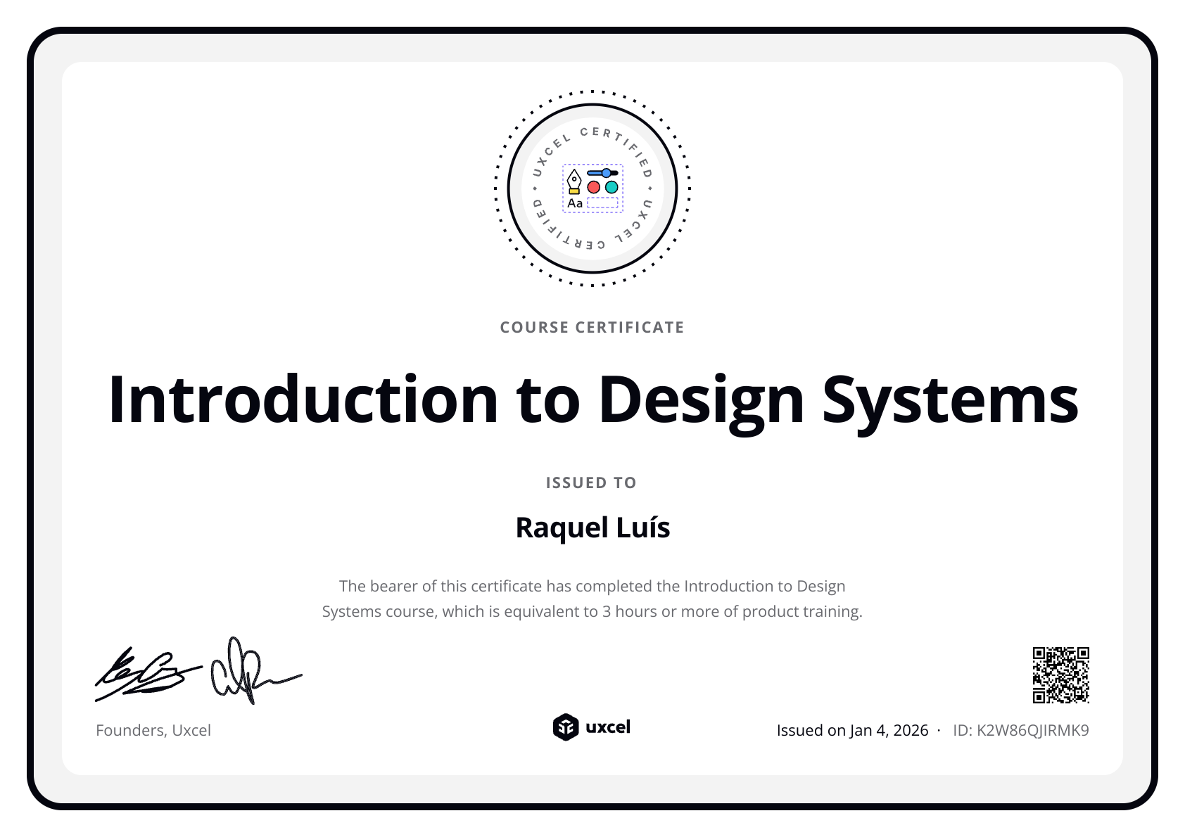 Raquel Luís's certificate